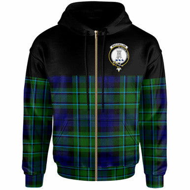 Scottish MacCallum Clan Crest Tartan Hoodie - Horizontal Style Zip-up Tartan Plaid