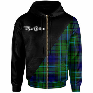 Scottish MacCallum Clan Crest Tartan Hoodie - Military Logo Zip-up Tartan Plaid
