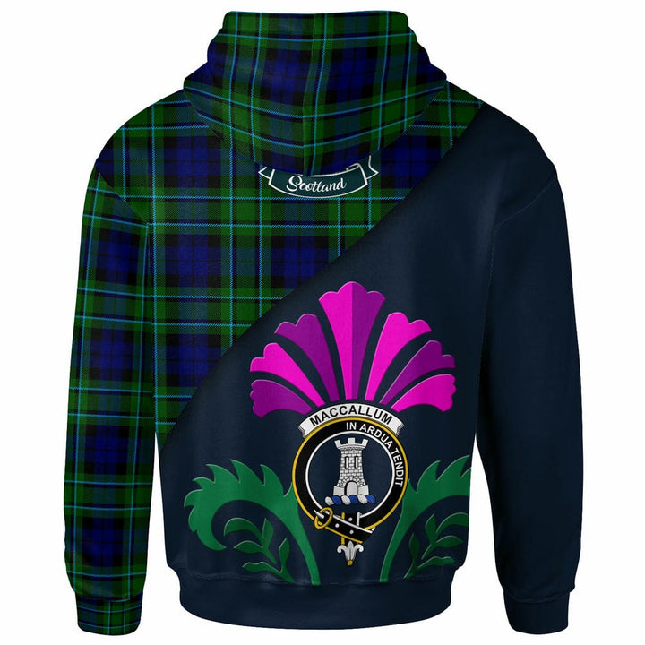 Scottish MacCallum Clan Crest Tartan Hoodie - Scotland Thistle Style Back Side Tartan Plaid