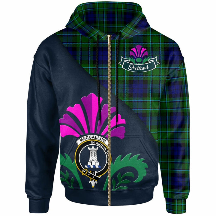 Scottish MacCallum Clan Crest Tartan Hoodie - Scotland Thistle Style Zip-up Tartan Plaid