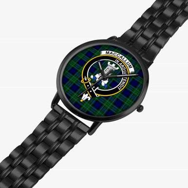 Scottish MacCallum Clan Crest Tartan Instafamous Steel Quartz Watches Tartan Plaid Black 2