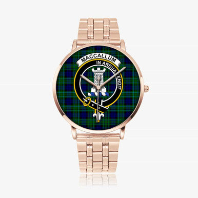 Scottish MacCallum Clan Crest Tartan Instafamous Steel Quartz Watches Tartan Plaid Rose Gold 1