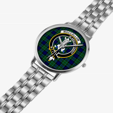Scottish MacCallum Clan Crest Tartan Instafamous Steel Quartz Watches Tartan Plaid Silver 2