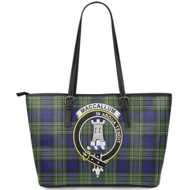 Scottish MacCallum Clan Crest Tartan Leather Tote Tartan Plaid