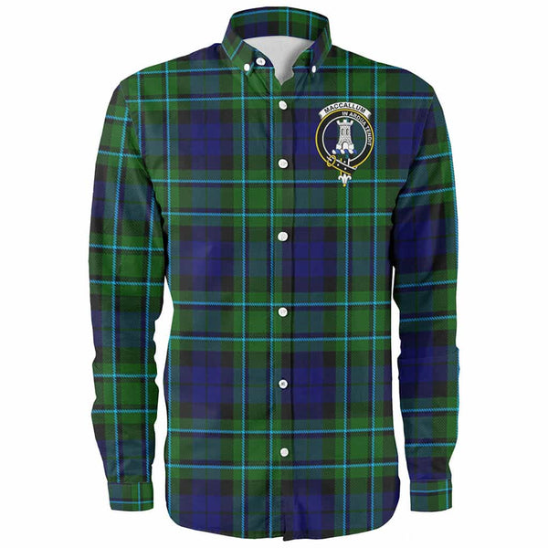 Scottish MacCallum Clan Crest Tartan Long Sleeve Shirt Front Side Tartan Plaid