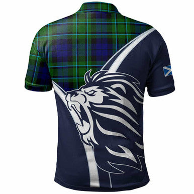 Scottish MacCallum Clan Crest Tartan Polo Shirt - Scottish Flag With Lion Back Side Tartan Plaid