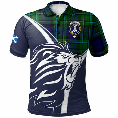Scottish MacCallum Clan Crest Tartan Polo Shirt - Scottish Flag With Lion Front Side Tartan Plaid
