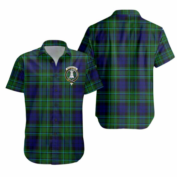Scottish MacCallum Clan Crest Tartan Short Sleeve Shirt Tartan Plaid
