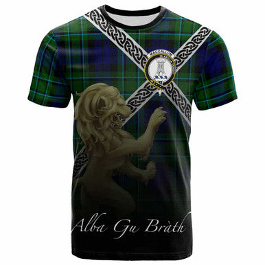 Scottish MacCallum Clan Crest Tartan T-Shirt - Celtic With Scotland Lion Front Side Tartan Plaid