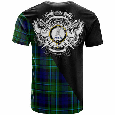 Scottish MacCallum Clan Crest Tartan T-Shirt - Military Logo Back Side Tartan Plaid