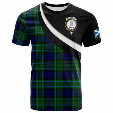Scottish MacCallum Clan Crest Tartan T-Shirt - Scotland Forever Style Front Side Tartan Plaid