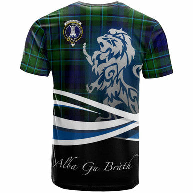 Scottish MacCallum Clan Crest Tartan T-Shirt - Scotland Lion Back Side Tartan Plaid