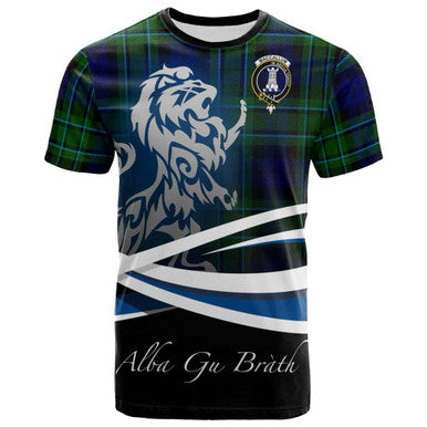 Scottish MacCallum Clan Crest Tartan T-Shirt - Scotland Lion Front Side Tartan Plaid
