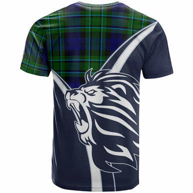 Scottish MacCallum Clan Crest Tartan T-Shirt - Scottish Flag With Lion Back Side Tartan Plaid