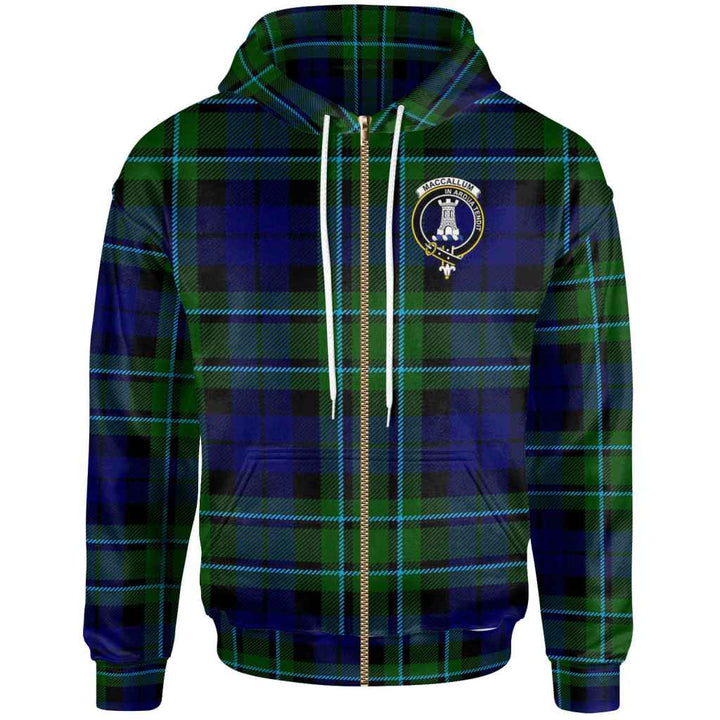 Scottish MacCallum Clan Crest Tartan Hoodie Zip Tartan Plaid