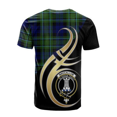 Scottish MacCallum Modern Clan Crest Tartan T-Shirt Believe in Me Back Side Tartan Plaid
