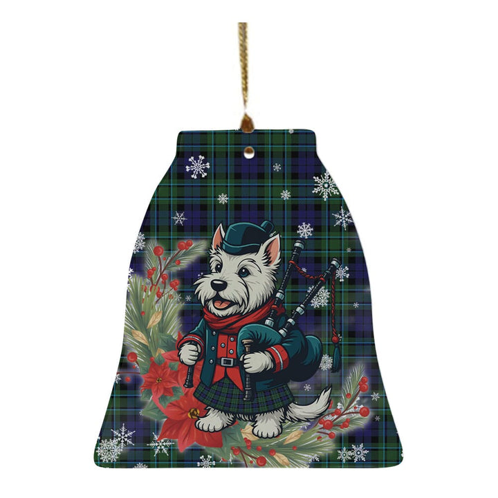 Scottish MacCallum Modern Clan Tartan Ceramic Ornament Cute Scottish Terrier Dog Bell Style Tartan Plaid