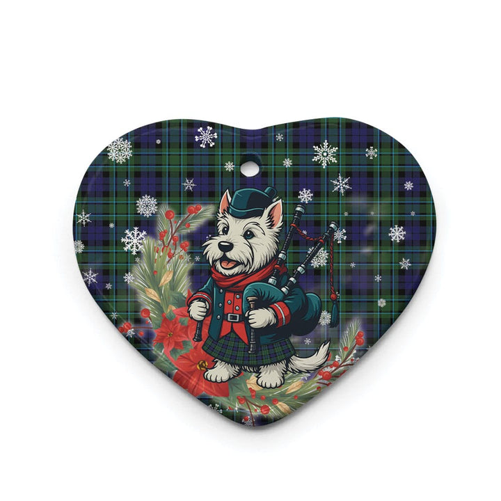 Scottish MacCallum Modern Clan Tartan Ceramic Ornament Cute Scottish Terrier Dog Heart Style Tartan Plaid