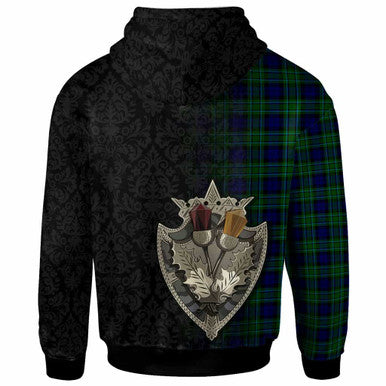 Scottish MacCallum Modern Clan Tartan Hoodie - Half Thistle Flowers Celtic Design Back Side Tartan Plaid