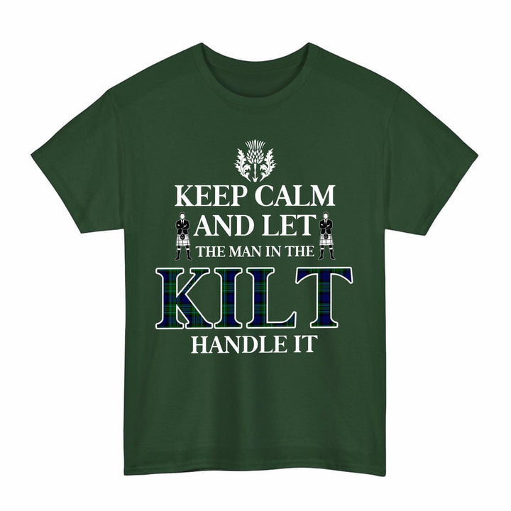 Scottish MacCallum Modern Clan Tartan T-Shirt - Keep Calm Tartan Plaid Forest Green Color