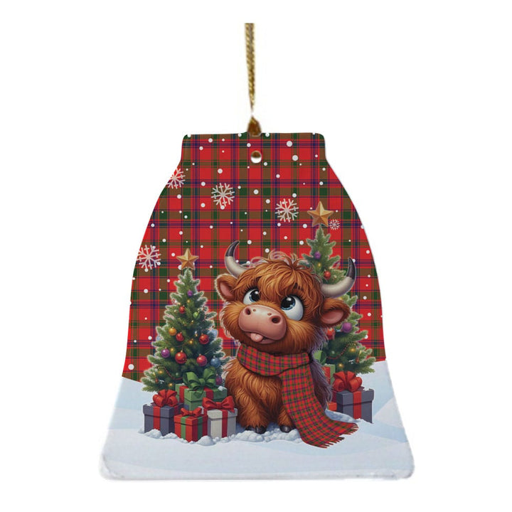 Scottish MacColl Modern Clan Tartan Ceramic Ornament Cute Highland Cow Christmas Bell Style Tartan Plaid