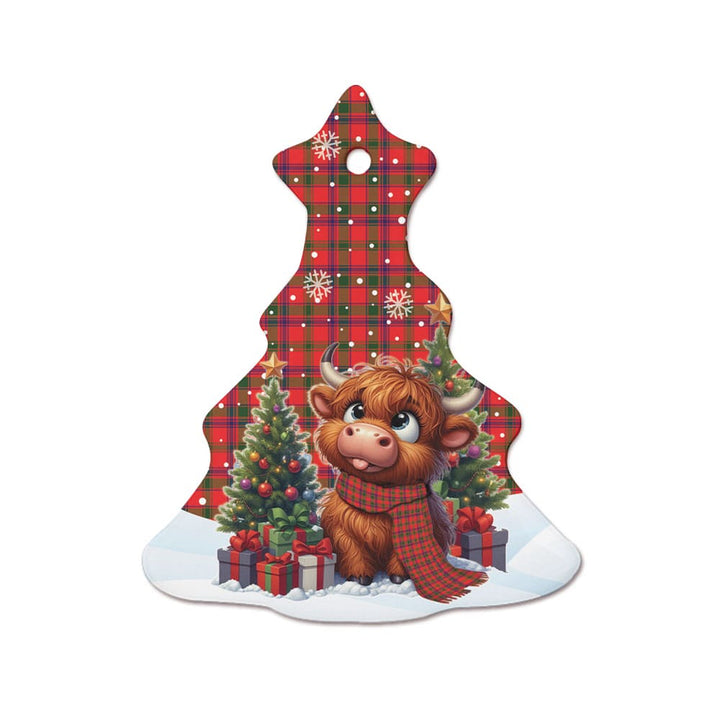 Scottish MacColl Modern Clan Tartan Ceramic Ornament Cute Highland Cow Christmas Tree Style Tartan Plaid