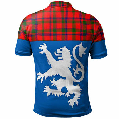 Scottish MacColl Modern Clan Tartan Polo Shirt - Lion Rampant of Scotland With Flag Back Side Tartan Plaid