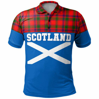 Scottish MacColl Modern Clan Tartan Polo Shirt - Lion Rampant of Scotland With Flag Front Side Tartan Plaid