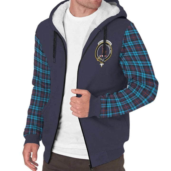 Scottish MacCorquodale Clan Crest Tartan Plaid Sleeve Sherpa Hoodie