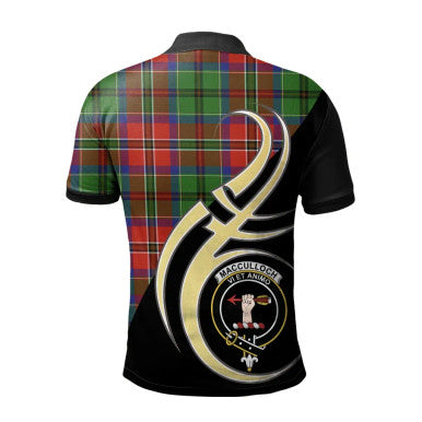 Scottish MacCulloch Clan Crest Tartan Polo Shirt Believe in Me Back Side Tartan Plaid