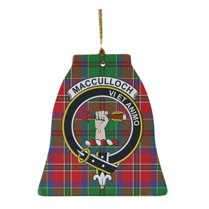 Scottish MacCulloch (McCulloch) Clan Crest Tartan Ceramic Ornament Bell Shape Tartan Plaid