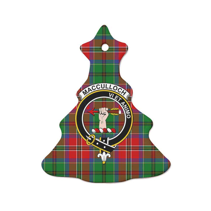 Scottish MacCulloch (McCulloch) Clan Crest Tartan Ceramic Ornament Tree Shape Tartan Plaid