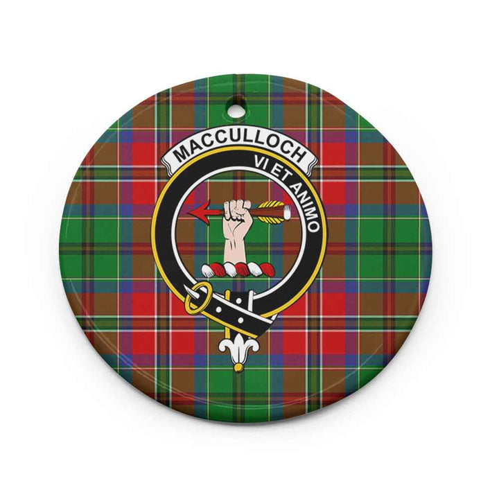 Scottish MacCulloch (McCulloch) Clan Crest Tartan Ceramic Ornament Circle Shape Tartan Plaid