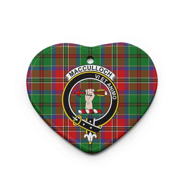 Scottish MacCulloch (McCulloch) Clan Crest Tartan Ceramic Ornament Heart Shape Tartan Plaid