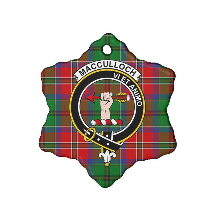 Scottish MacCulloch (McCulloch) Clan Crest Tartan Ceramic Ornament Snow Flake Shape Tartan Plaid