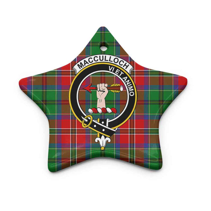 Scottish MacCulloch (McCulloch) Clan Crest Tartan Ceramic Ornament Star Shape Tartan Plaid