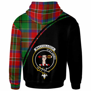 Scottish MacCulloch (McCulloch) Clan Crest Tartan Curve Hoodie Back Side Tartan Plaid