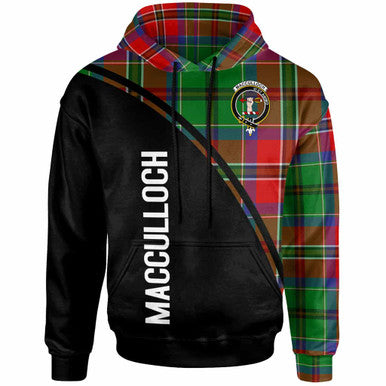Scottish MacCulloch (McCulloch) Clan Crest Tartan Curve Hoodie Front Side Tartan Plaid