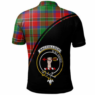 Scottish MacCulloch (McCulloch) Clan Crest Tartan Curve Polo Shirt Back Side Tartan Plaid