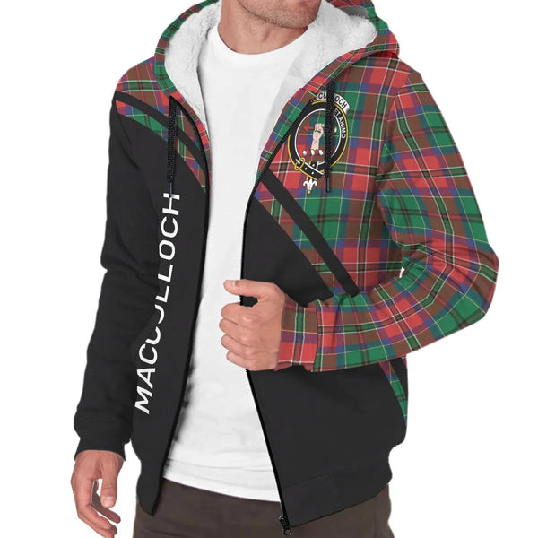 Scottish MacCulloch (McCulloch) Clan Crest Tartan Curve Sherpa Hoodie