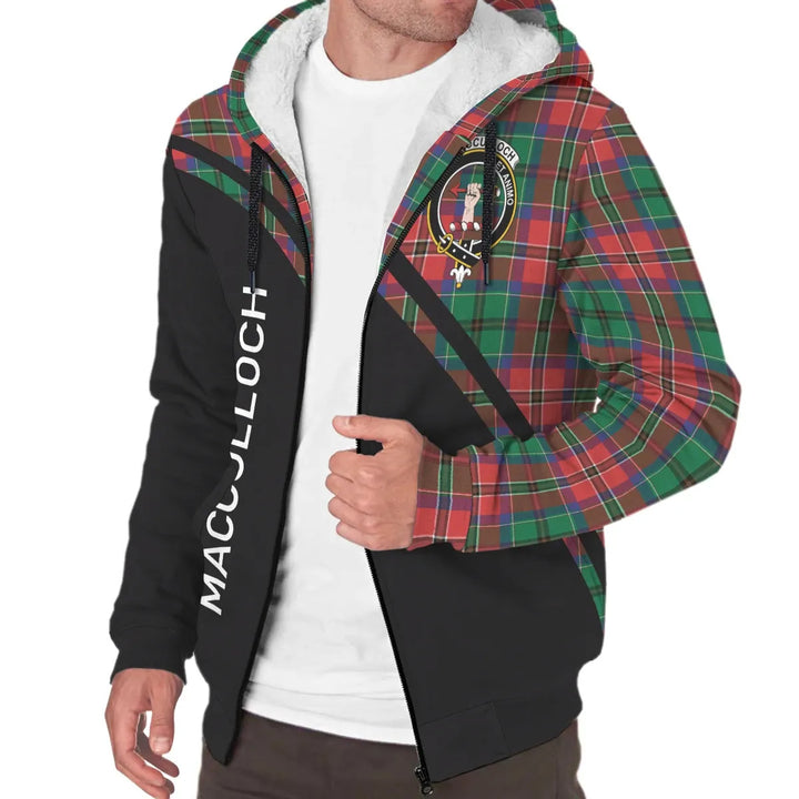 Scottish MacCulloch (McCulloch) Clan Crest Tartan Curve Sherpa Hoodie