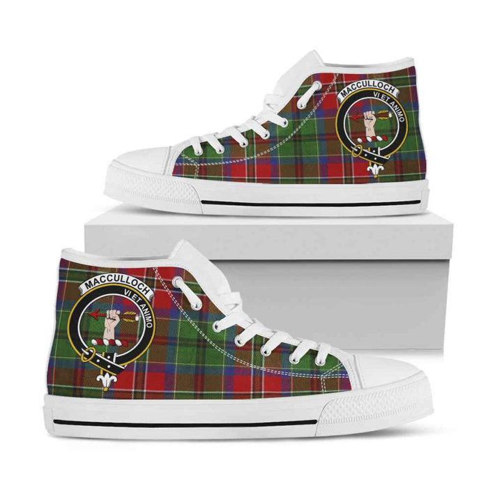 Scottish MacCulloch (McCulloch) Clan Crest Tartan High Top Shoes White Sole Tartan Plaid