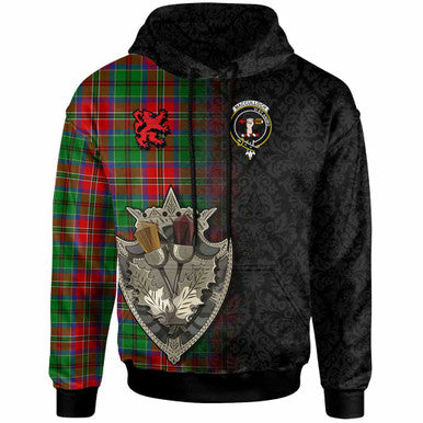 Scottish MacCulloch (McCulloch) Clan Crest Tartan Hoodie - Half Thistle Flowers Celtic Design Front Side Tartan Plaid