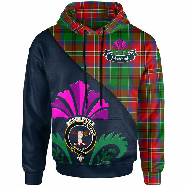 Scottish MacCulloch (McCulloch) Clan Crest Tartan Hoodie - Scotland Thistle Style Front Side Tartan Plaid