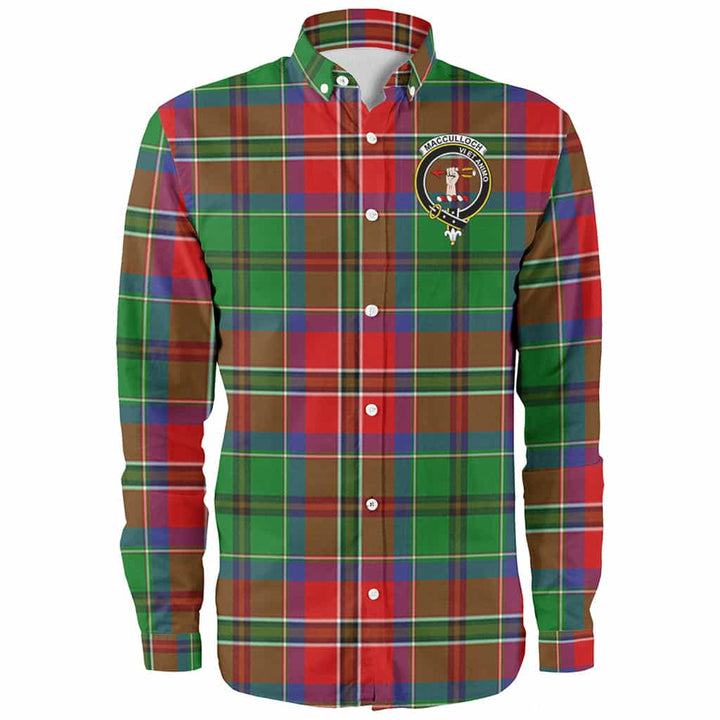 Scottish MacCulloch (McCulloch) Clan Crest Tartan Long Sleeve Shirt Front Side Tartan Plaid
