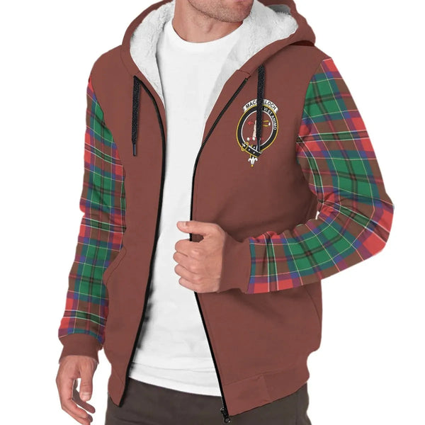 Scottish MacCulloch (McCulloch) Clan Crest Tartan Plaid Sleeve Sherpa Hoodie