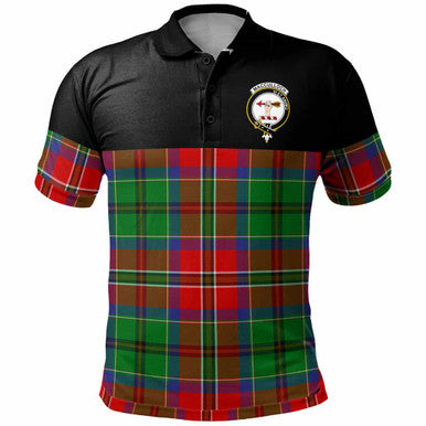 Scottish MacCulloch (McCulloch) Clan Crest Tartan Polo Shirt - Horizontal Style Front Side Tartan Plaid