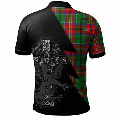 Scottish MacCulloch (McCulloch) Clan Crest Tartan Polo Shirt - Lion Rampant Celtic Cross Flash Style Back Side Tartan Plaid