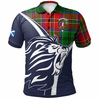 Scottish MacCulloch (McCulloch) Clan Crest Tartan Polo Shirt - Scottish Flag With Lion Front Side Tartan Plaid
