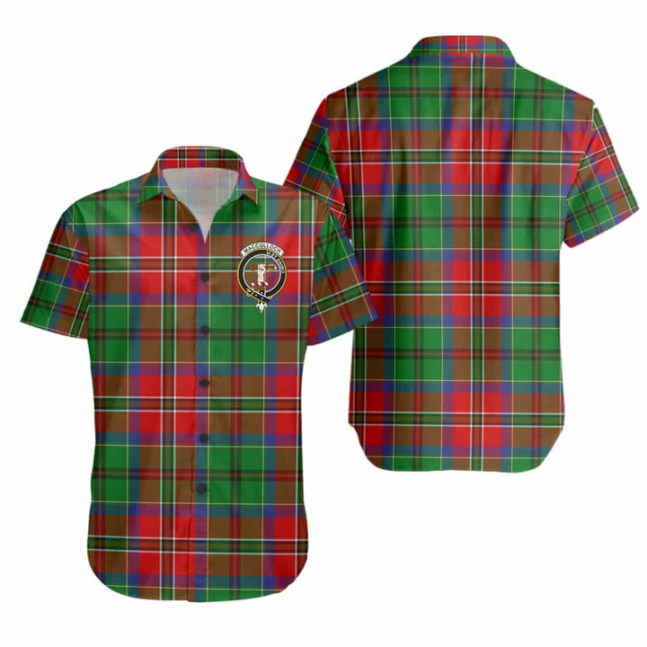 Scottish MacCulloch (McCulloch) Clan Crest Tartan Short Sleeve Shirt Tartan Plaid